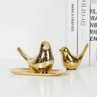Figurines d'Oiseaux en Céramique Dorée, Simples et Modernes – Ornements Créatifs pour Maison, Bureau, Salon et Étude