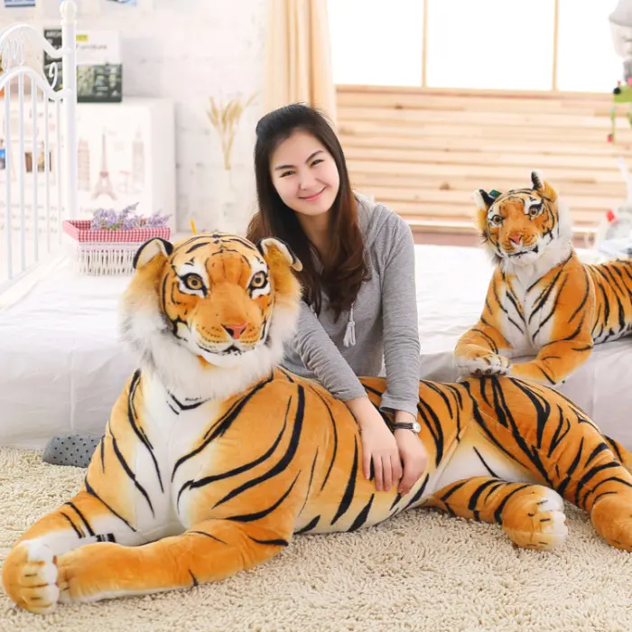 Muñeco de peluche de tamaño real para niños, de tigre siberiano juguete de felpa suave, almohada gigante