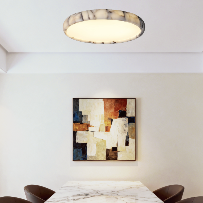 Minimalist Round Marble Ceiling Light Modern Flush Mount Circular Stone Dining Room Bedroom Decor Ceiling Lighting Fixture
