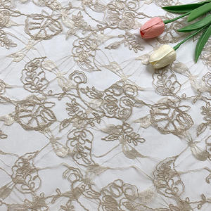 Tela de encaje floral africana Aso Ebi con cordón, malla hueca 100% poliéster, encaje Chantilly transparente para lencería y ropa interior - Product Image 3