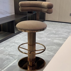 Bắc Âu sang trọng Đồ nội thất thanh hiện đại vàng cơ sở xoay elevatable thanh cao Ghế Nhà Hàng kim loại thanh phân tựa lưng cho nhà bếp - Product Image 3
