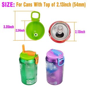 Support en silicone pour canettes de 12 oz avec poignée, couvercles réutilisables pour canettes de soda avec poignée et protège-pailles pour une consommation pratique - Product Image 6