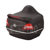 Vente flash - Boîte arrière pour moto JIZHIHAO JZH-668 - ABS - Cuir - Aluminium - Éclairage LED - Noir - Rouge - Blanc - Argent - 26L - Étanche