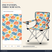 Chaise portable d'extérieur robuste avec accoudoirs, porte-gobelet et motif logo personnalisé pour Sunny Coast