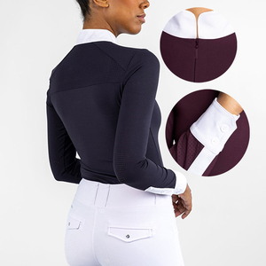 Hauts d'équitation en tissu perforé respirant pour femmes, sous-vêtement équestre, vêtements d'équitation, t-shirt, chemise de concours - Product Image 1