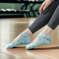 Nouvelles chaussettes de yoga en coton tie-dye pour femmes, respirantes, à bout ouvert, antidérapantes, pour le Pilates, les sports d'intérieur et le fitness