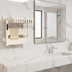 Produit phare : Porte-serviettes électrique chauffant intelligent et pliable en alliage d'aluminium et fibre de carbone pour salle de bain - Product Image 1