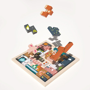 Puzzle 3D pour enfants, <span class=keywords><strong>Tetris</strong></span> russe, puzzle 3D d'animaux, jouet de construction sur planche - Product Image 3