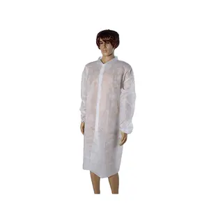 PP/SMS Lab Coat Waterproof Non Woven Disposable Doctor Coat Factory Directly For Hospital Cleaning OEM Available