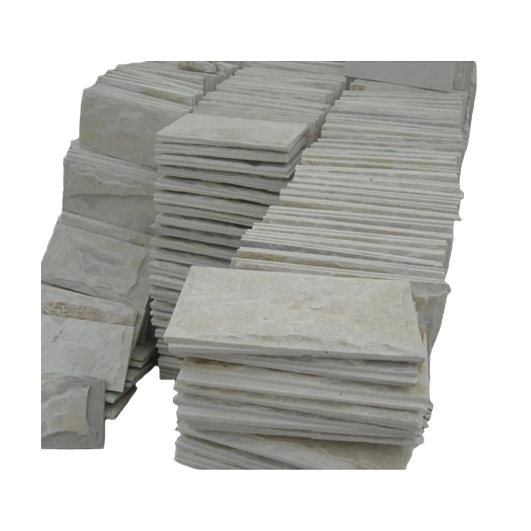 벽 슬레이트 클래딩 패널 돌에 대한 천연 순수한 흰색 석영 규암 얇은 문화 돌 슬레이트