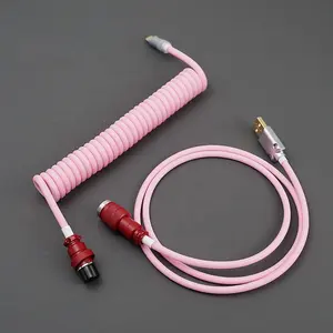 Позолоченный кабель для быстрой передачи данных usb c, спиральный кабель типа c 3A, механическая клавиатура, компьютерные кабели, Спиральный шнур, usb кабель типа c
