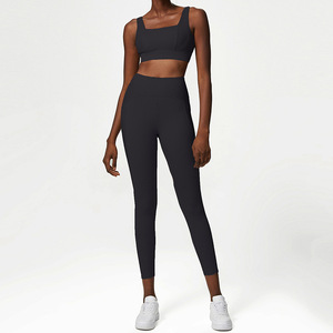 <span class=keywords><strong>Ensemble</strong></span> de vêtements de sport de yoga mince pour femmes Soutien-gorge et pantalon 2 pièces pour le yoga et l'exercice - Product Image 1