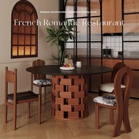 Table à manger vintage en bois massif, style Wabi-Sabi du milieu du siècle, fonction rotative, haut de gamme, pour petit appartement ou restaurant
