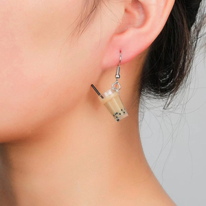 Pendientes de tuerca de esmalte con diseño de taza de café de dibujos animados, bonitos, de moda, accesorios de joyería, regalo para mujer - Product Image 3