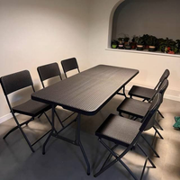 Table de salle à manger pliante en rotin plastique de 180 cm (72 pouces) de style ferme moderne pour événements extérieurs, qualité supérieure, vente en gros