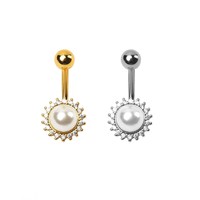 Centre de perles en acier inoxydable avec anneaux de nombril pavés de pierres précieuses multiples Bijoux de corps