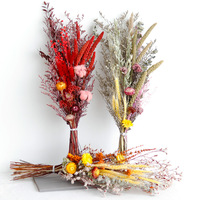 Bouquet de fleurs séchées naturelles Arrangements de fleurs véritables avec eucalyptus séché, coton, pomme de pin, graine de lotus pour mariage à la maison