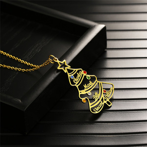 ODM gros femmes lettre personnalisé arbre de vie nom personnalisé collier en acier inoxydable doré arbre généalogique collier - Product Image 5