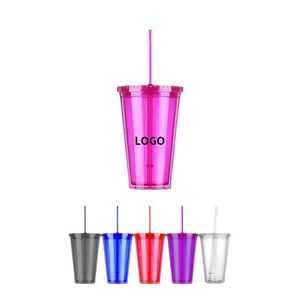 Vaso de Plástico Portátil, Elegante y Minimalista, de Gran Capacidad, con Doble Pared y Pajita, para Exteriores, Venta al Por Mayor - Product Image 1