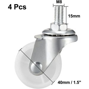 1.5 inch thiết kế hiện đại xoay Caster Bánh xe PP 360 độ Threaded STEM M8 x 15 mét 99lb Tổng tải trọng - Product Image 5