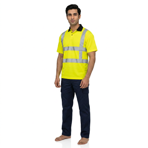 Polo de travail à manches courtes haute visibilité avec bandes réfléchissantes, vêtements de sécurité en polyester unisexe, uniforme de travail personnalisé - Product Image 1