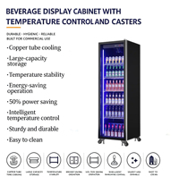 Réfrigérateur commercial vertical à porte vitrée unique pour boissons, avec éclairage LED, refroidissement par air, 5 étagères, équipement 5 étoiles
