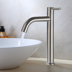 Modern <b>Single</b> Handle <b>Basin</b> Faucet 304 Stainless Steel Deck Mounted <b>Single</b> Hole Hot Cold Water <b>Tap</b> - Product Image 4