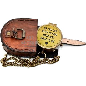 Pocket <b>Compass</b> Engraved Romantic Message With Leather Case Portable Hiking Navigational <b>compass</b> with case - Product Image 6