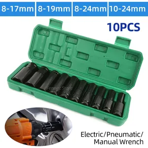 10pcs tác động ổ cắm thiết lập ổ đĩa <span class=keywords><strong>1</strong></span>/2 Hex cờ lê ổ cắm sâu 8/10/12/13 // 14/15/17/<span class=keywords><strong>19</strong></span>/22/24mm Cờ lê đầu loại bỏ lốp công cụ - Product Image 5