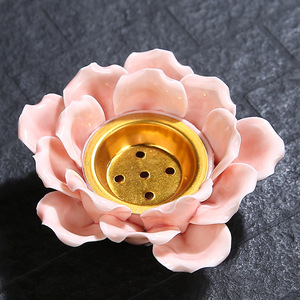 Brûleur d'encens créatif en céramique, forme de fleur de lotus islamique arabe, brûleur d'encens en métal, porte-bougie en céramique pour bougie chauffe-plat, pour intérieur - Product Image 2