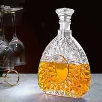 Carafe en verre antique vide de haute qualité, transparente, 25 oz/750 ml, en forme de bouteille en verre avec bouchon hermétique pour vin, whisky, brandy