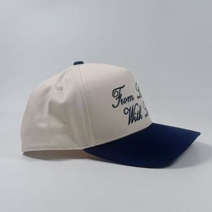 Quanzhou Hot Sale Embroidered Letters Two Tone Wedding Trucker <strong>Hats</strong> Custom <strong>Navy</strong> 5 Panel Snapback <strong>Hat</strong> Unisex Cotton Baseball Caps - Product Image 4
