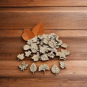 Polished Plywood Wooden Leaf-Shaped Decorative Ornaments Flower-Themed Fragments Handcrafted And Beautiful