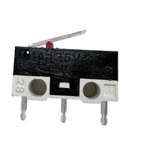 Micro-interrupteur de fin de course PCB L8.0mm, mini-bouton poussoir à levier, contact rouge, 3 broches droites, noir/blanc, cuivre, plastique, 250V 3A