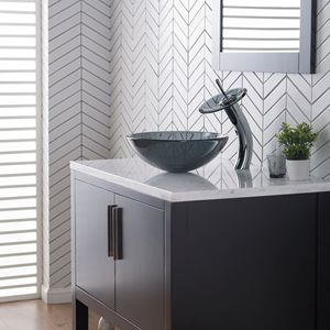 Personalizable cascada <span class=keywords><strong>Cuenca</strong></span> del grifo del baño con vidrio transparente <span class=keywords><strong>disco</strong></span> en cromo - Product Image 5