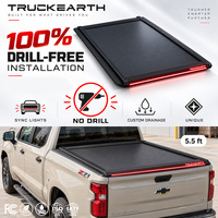 Couverture de benne rigide rétractable à LED Chevrolet Silverado 1500 Crew Cab pour benne de 5,5 pieds en alliage d'aluminium