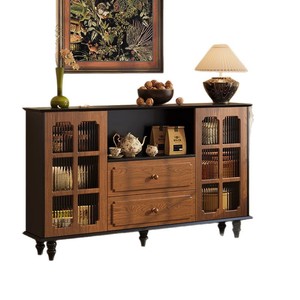 American Retro Style Sideboard Solid Wood Storage Cabinet Living Room Tea <b>Water</b> <b>Container</b> Organizer 140x40x85 Cm - Product Image 5