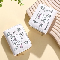 Porte-cartes de crédit en PU avec fermeture éclair, motif dessin animé, épaisseur 2 mm, anti-démagnétisation, grande capacité, pour cartes d'identité et permis de conduire