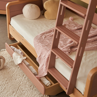 Mobilier de chambre à coucher à deux étages Rangement surélevé pour enfants Unité mère-enfant Panneau en bois Style Byron Queen Lit superposé pour enfants