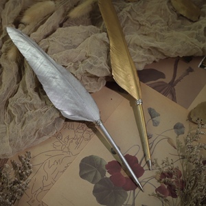 ルイスヤングクイルペン高品質フェザーペンレトロスパークルスライバーゴールドフェザーボールペン - Product Image 4