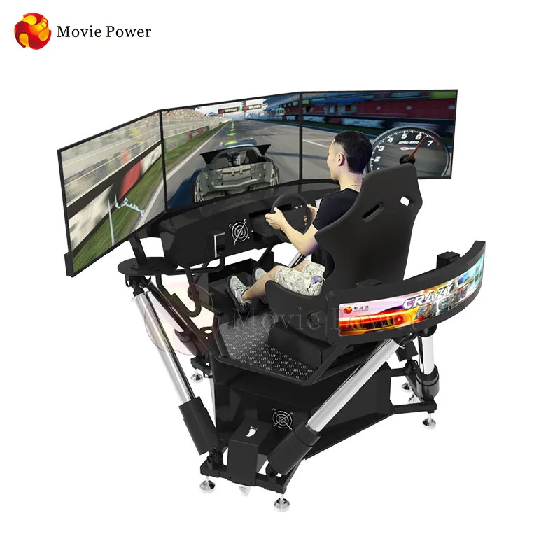 Racing Simulator 6DOF 3หน้าจอเครื่องแข่งรถเกมแข่งรถอัตโนมัติผลิตภัณฑ์สวนสนุก