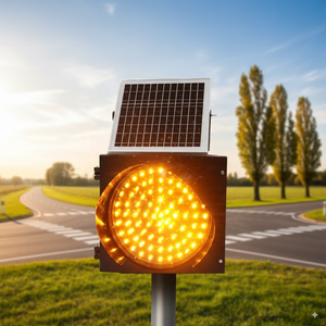 Lámpara de Advertencia Solar LED Amarilla de 300mm, de Aluminio y PC, con Intermitencia para Reducción de Velocidad, Luz Estroboscópica Fija de Seguridad Vial - Product Image 6