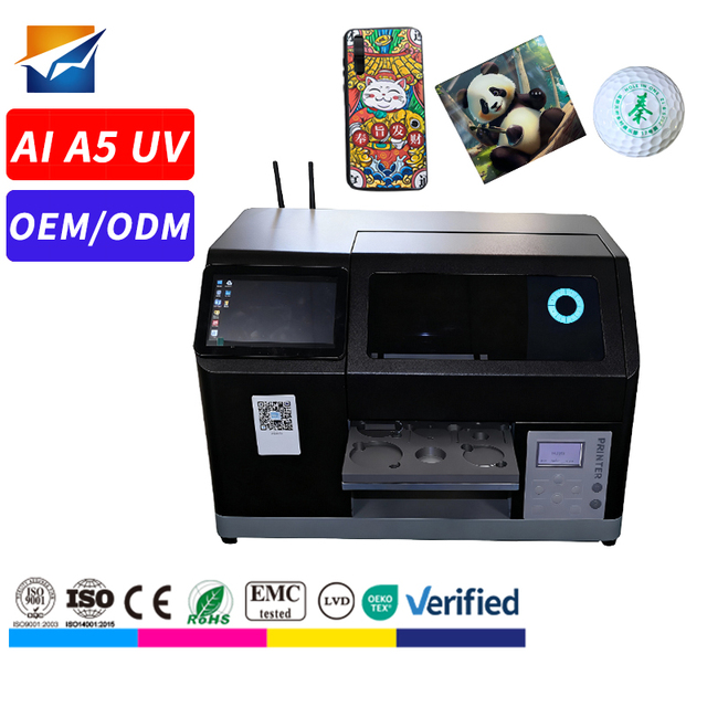 ZYJJ AI Smart Mini A5 XP600 UV Flatbed Printer Mobile App Controlled for Small Format Id Card Phone Covers Badge UV Printer