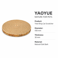 Tapis rond pour chat en écorce naturelle de chêne, avec anneau de bois, en écorce intérieure