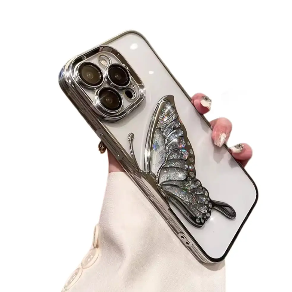 Shemax transparente Coque spiegelförmige Telefonhülle für iPhone 14 11 13 15 Cover Schmetterlingsmuster weiches TPU niedliches ästhetisches Rückenabdeckung