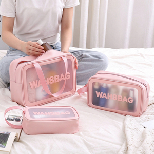Wholesale Custom Makeup Cas Cheap <strong>Travelling</strong> Transparent Pink Make up <strong>Bag</strong> Set <strong>Women</strong> Zipper Waterproof Clear PVC Cosmetic <strong>Bags</strong> - Product Image 5