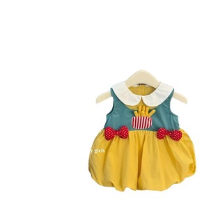 Tongxingyuan Girls Sleeveless Dress With Collar And Fries Design Summer Casual Wear - Product Image 5