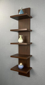 Estante <span class=keywords><strong>de</strong></span> esquina con montaje en pared, repisa flotante <span class=keywords><strong>de</strong></span> madera rústica <span class=keywords><strong>de</strong></span> 5 niveles para dormitorio, sala <span class=keywords><strong>de</strong></span> estar, baño, cocina y oficina - Product Image 2