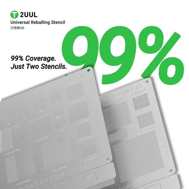 2UUL Universal Multi-Size BGA Reballing Stencil for CPU WiFi Chip 0.3mm 0.35mm 0.4mm