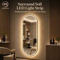 Miroir de salon professionnel en acier inoxydable avec LED réglable, design moderne, fixation murale pour barbier, salon de coiffure, maquillage, beauté - Le meilleur